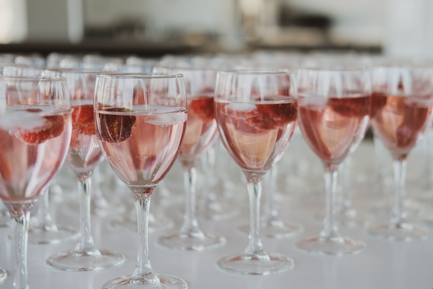 Rows of glasses ready for a celebration