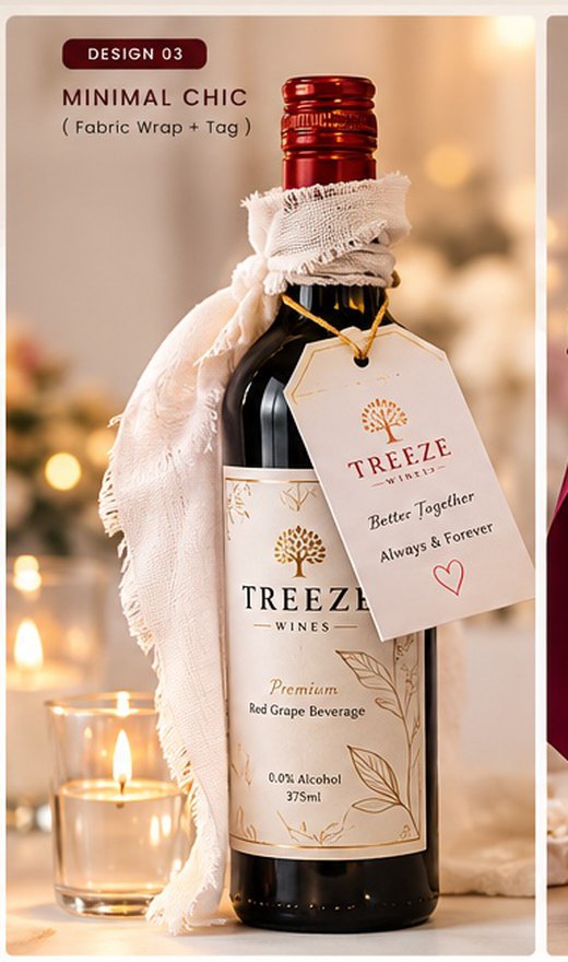 Trezee Minimal Chic — Fabric Wrap + Tag non-alcoholic wedding gift